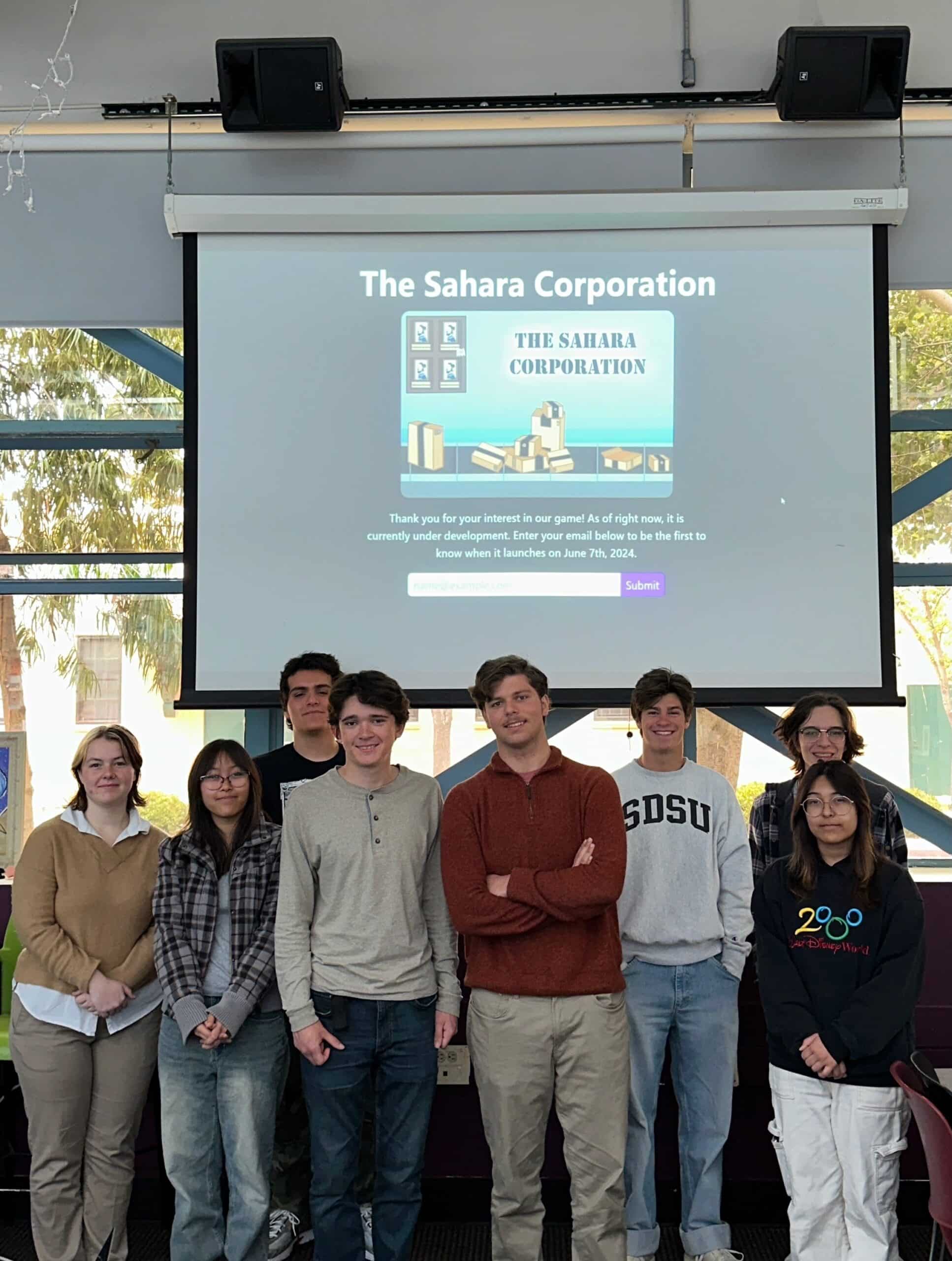 HTH student interns pose as part of an innovative 'Endersession' project.