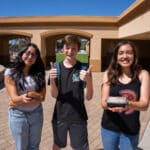 Students give a thumbs up to High Tech Eats's fresh and healthy options.