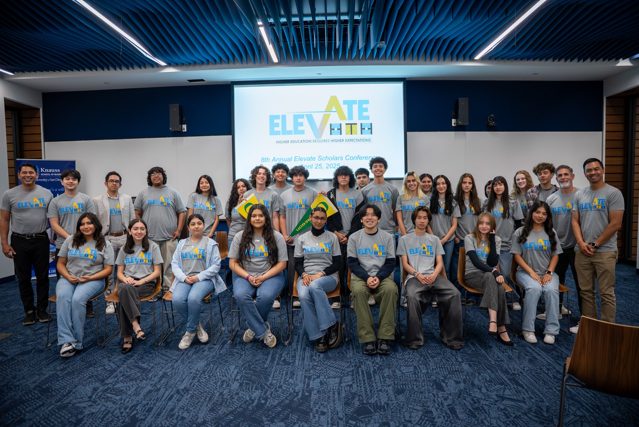 High Tech Elevate Scholars pose for a group photo at USD.