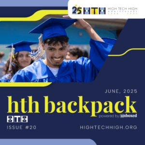 Image of senior student in cap and gown as part of newsletter banner image.