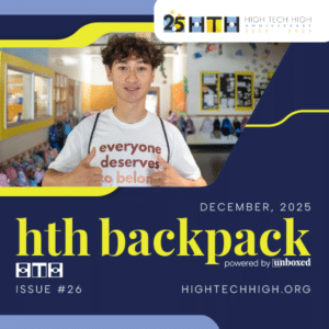 Male student with wide smile poses in photo on thumbnail image of HTH newsletter banner.